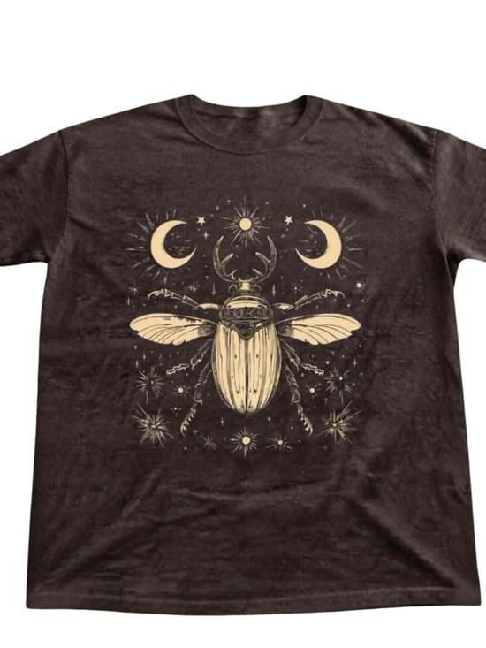 Gildan Tops - Gildan Brown Short Sleeve Tee with Celestial Beetle Graphic